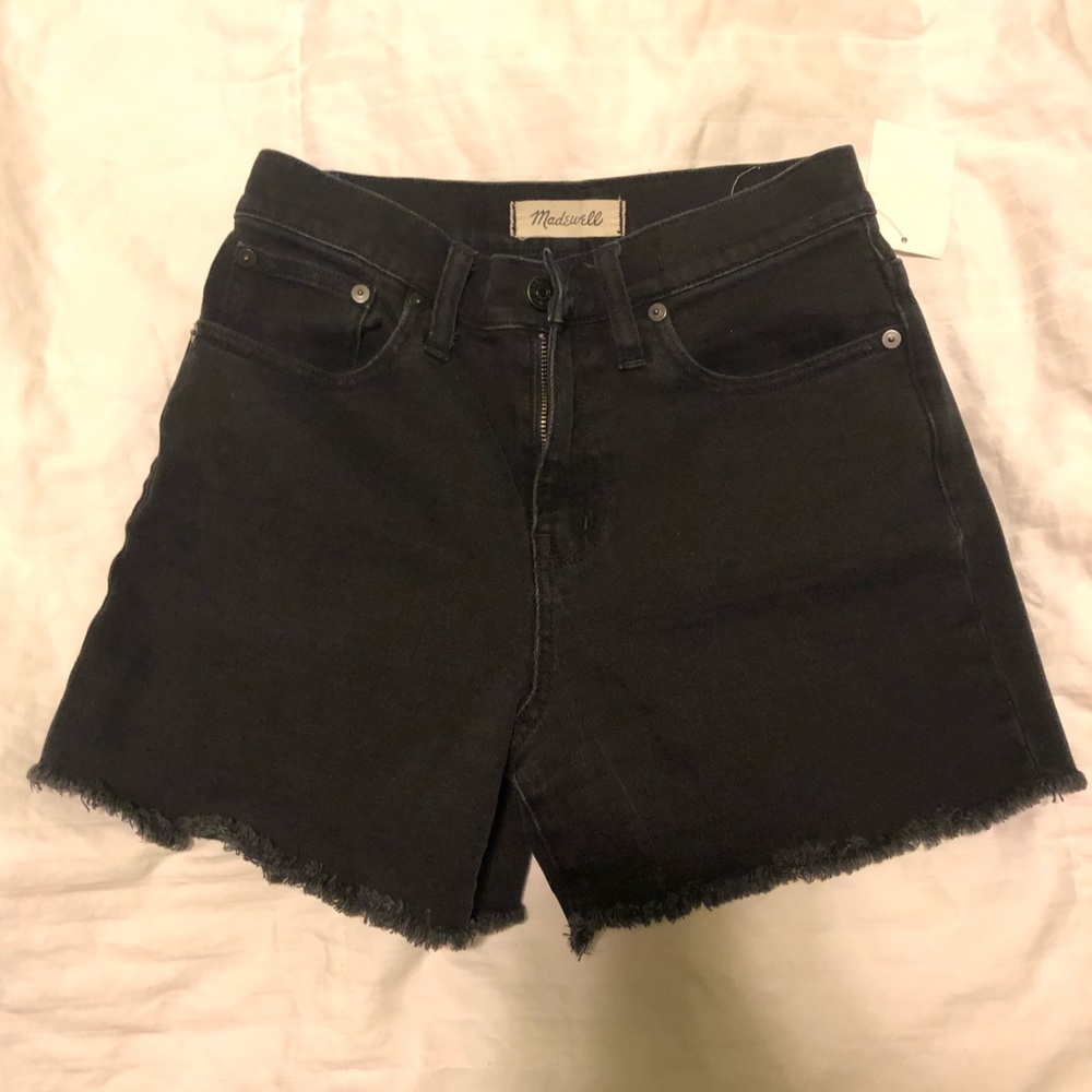 Madewell high rise waisted black denim jean shorts